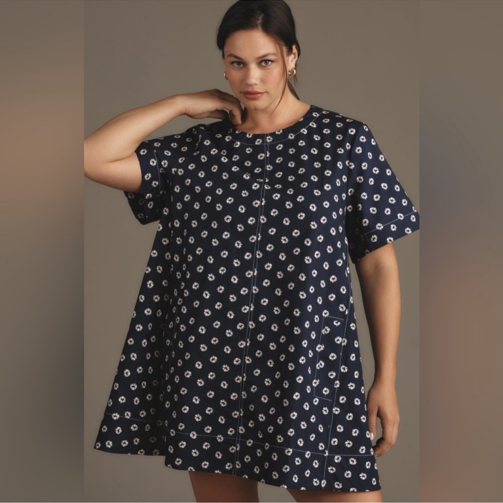 Anthropologie The Emmy Short-Sleeve Swing Mini Dress by Maeve 2x